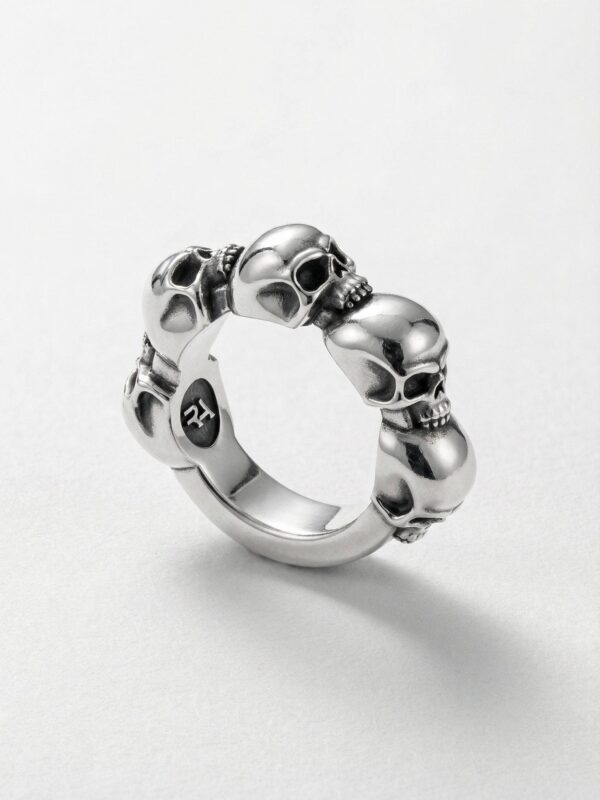Anillo 5 calaveras de plata 925 para hombre Roberto Axpe