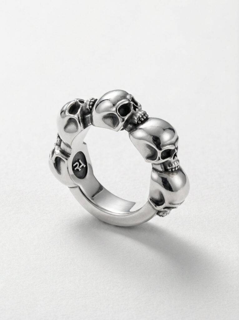 Anillo 5 calaveras de plata 925 para hombre Roberto Axpe