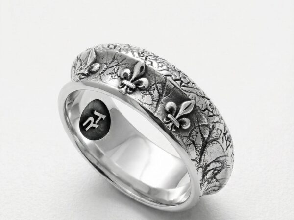 Alianza flores de lis plata 925 para hombre Roberto Axpe