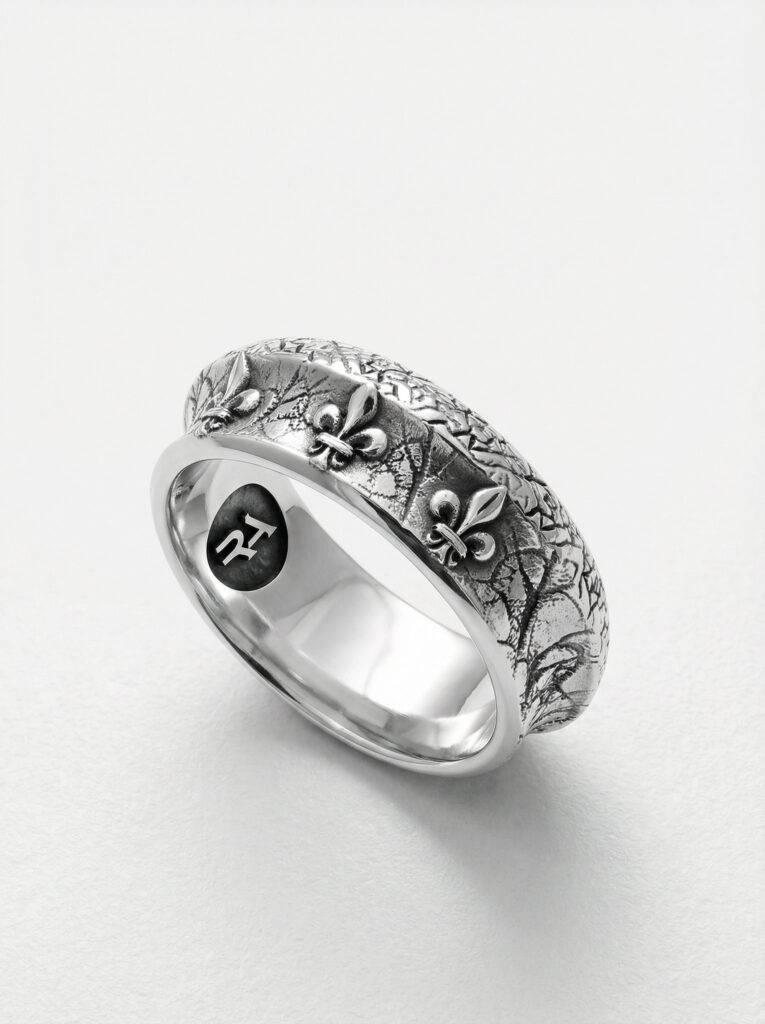 Alianza flores de lis plata 925 para hombre Roberto Axpe