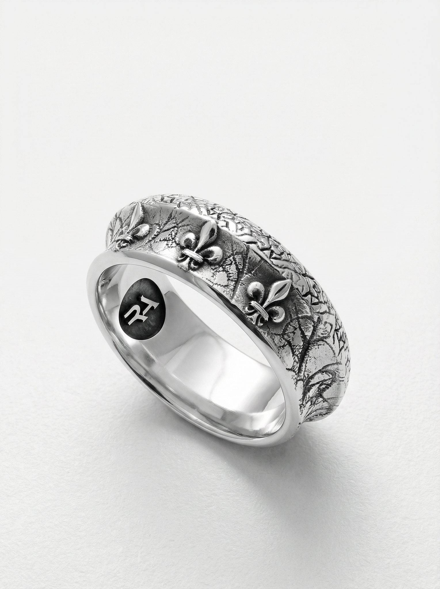 Alianza flores de lis plata 925 para hombre Roberto Axpe