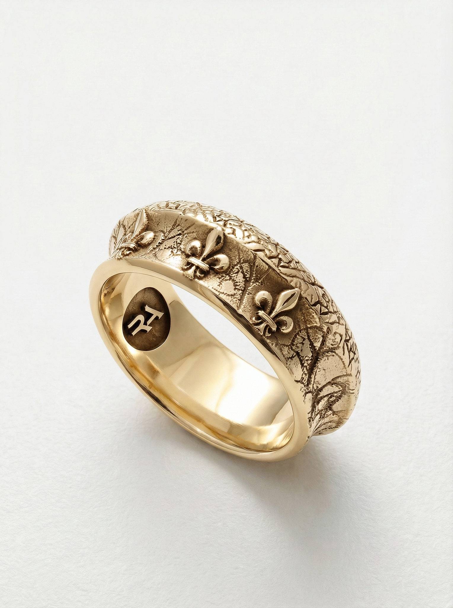 Alianza flores de lis plata chapada oro para hombre Roberto Axpe