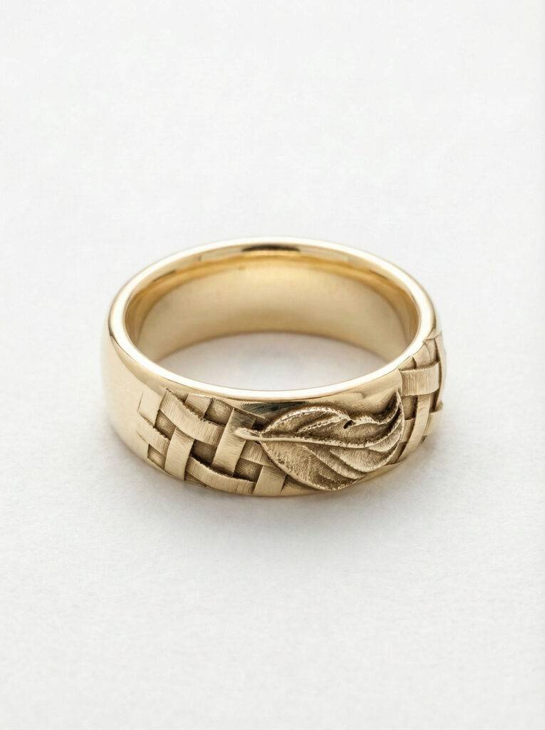 alianza pluma plata chapada oro para hombre Roberto Axpe