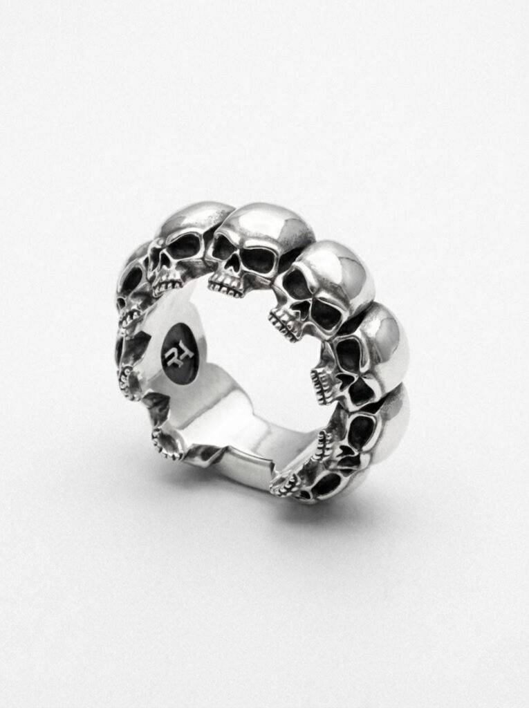 Anillo 9 calaveras de plata 925 para hombre Roberto Axpe