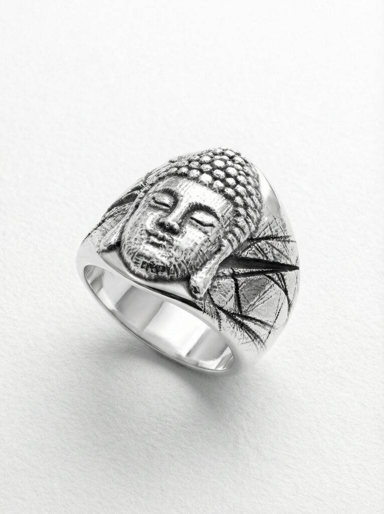 Anillo cabeza buda de plata 925 para hombre Roberto Axpe