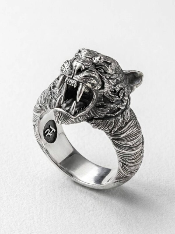 Anillo cabeza de tigre plata 925 para hombre Roberto Axpe