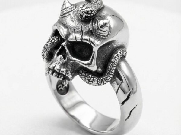 Anillo calavera demonio serpiente enroscada plata 925 para hombre Roberto Axpe