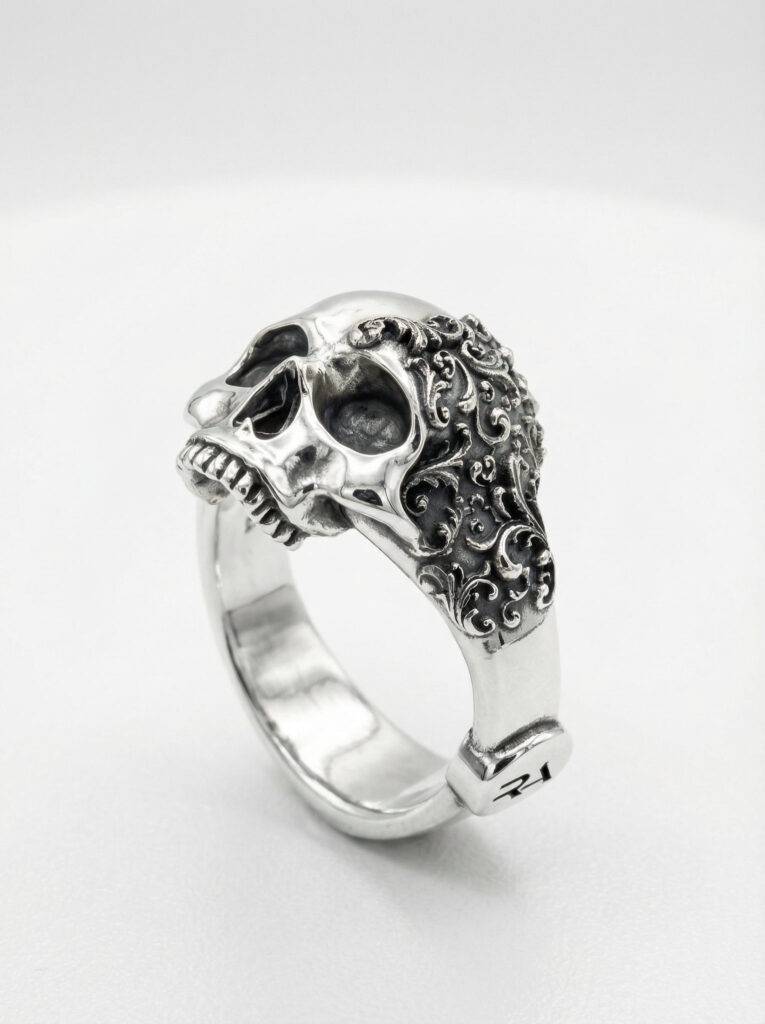 Anillo calavera filigrana barroca plata 925 para hombre Roberto Axpe