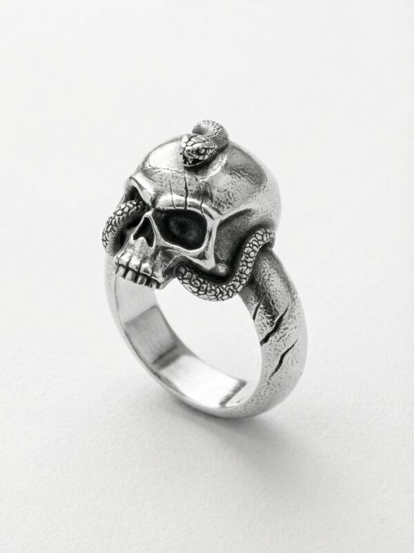 Anillo calavera serpiente enroscada plata 925 para hombre Roberto Axpe