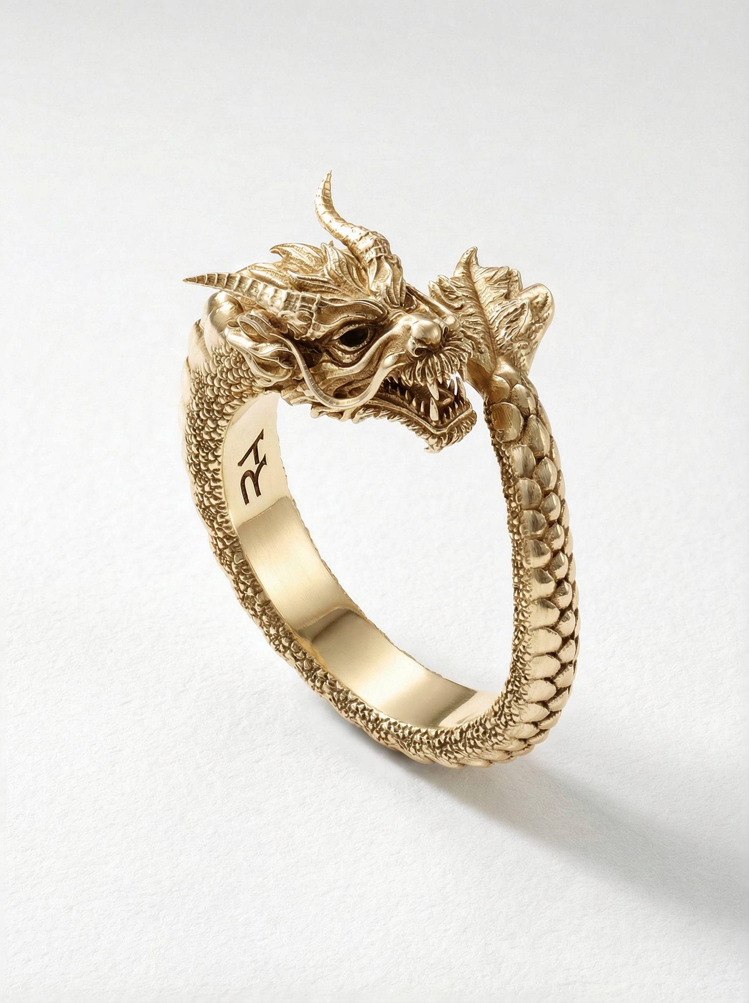 Anillo dragon enroscado plata chapado oro para hombre Roberto Axpe