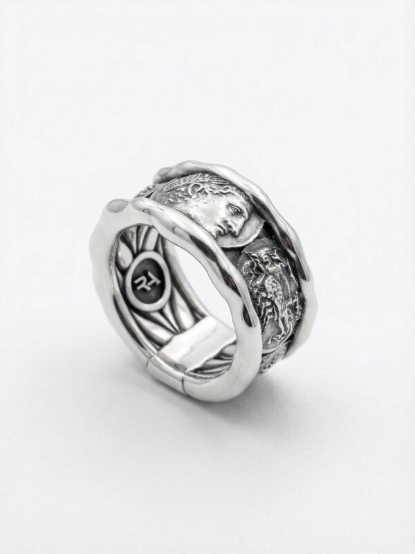 Anillo inspiracion monedas romanas y espiga interior plata 925 para hombre Roberto Axpe