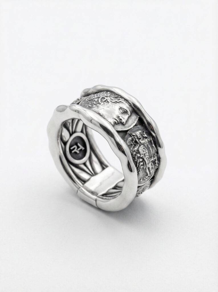 Anillo inspiracion monedas romanas y espiga interior plata 925 para hombre Roberto Axpe