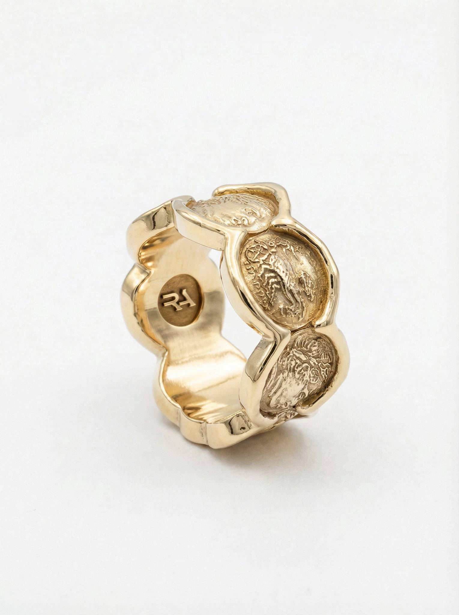 Anillo inspiracion monedas romanas plata chapada en oro para hombre Roberto Axpe