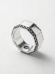Anillo octogonal de plata 925 para hombre Roberto Axpe