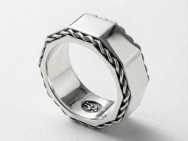 Anillo octogonal de plata 925 para hombre Roberto Axpe