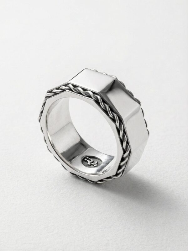 Anillo octogonal de plata 925 para hombre Roberto Axpe