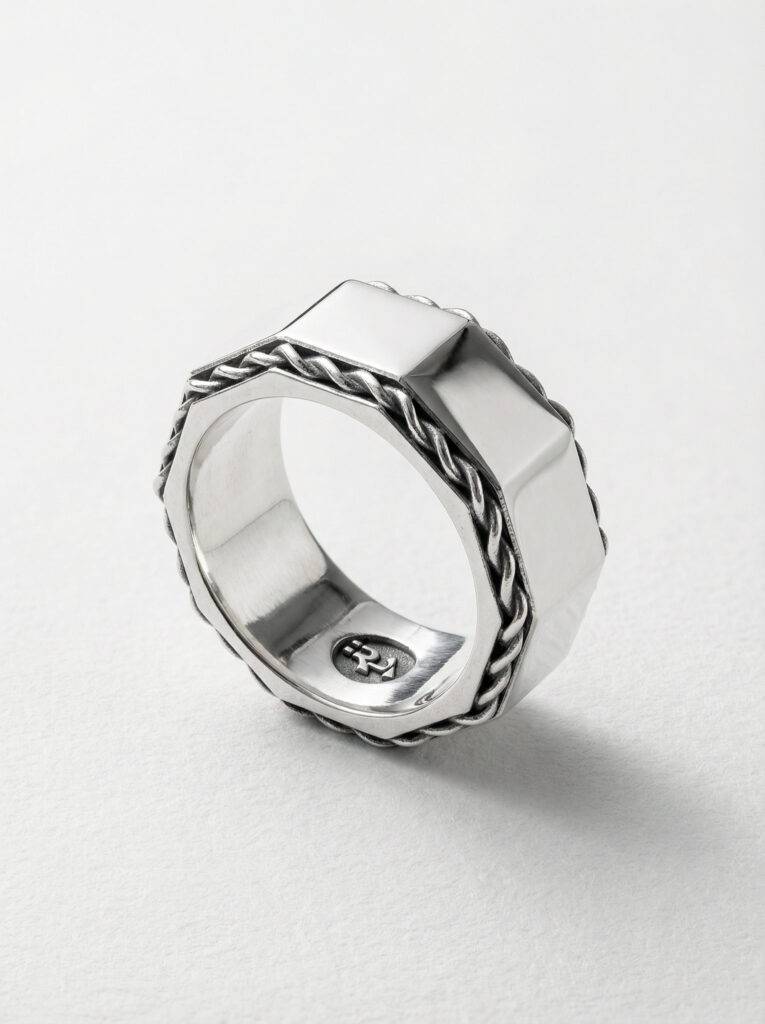 Anillo octogonal de plata 925 para hombre Roberto Axpe