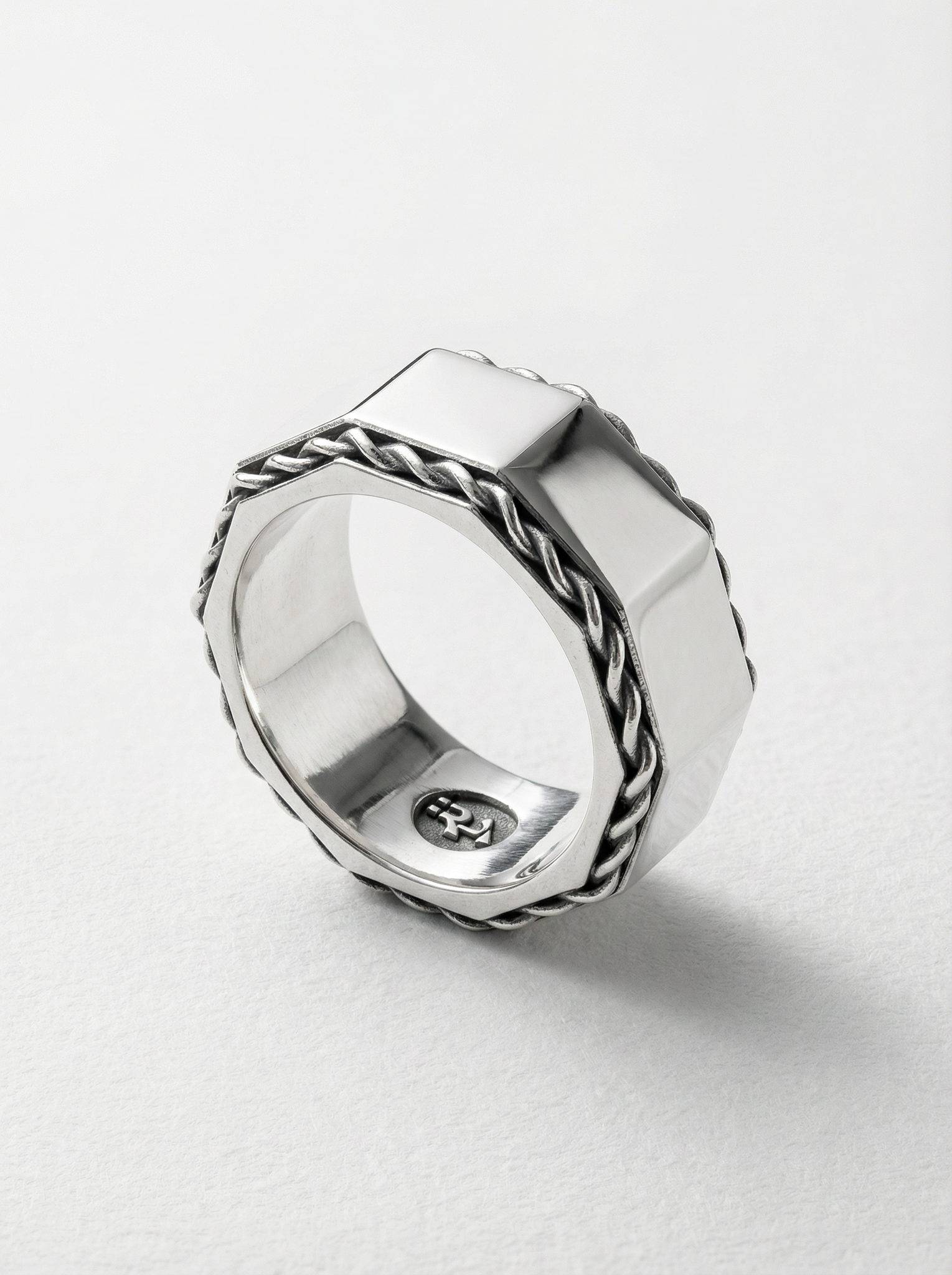 Anillo octogonal de plata 925 para hombre Roberto Axpe