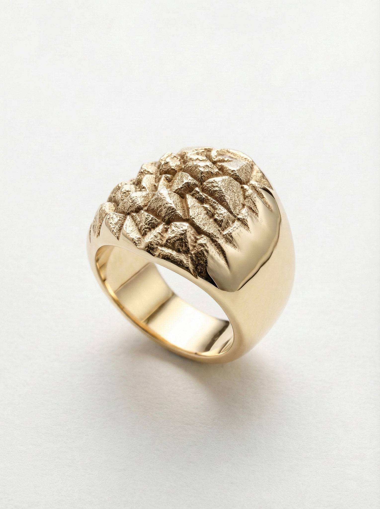 Anillo roca de plata chapada oro para hombre Roberto Axpe