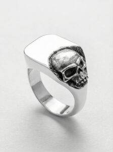 Sello calavera esculpida plata 925 para hombre Roberto Axpe