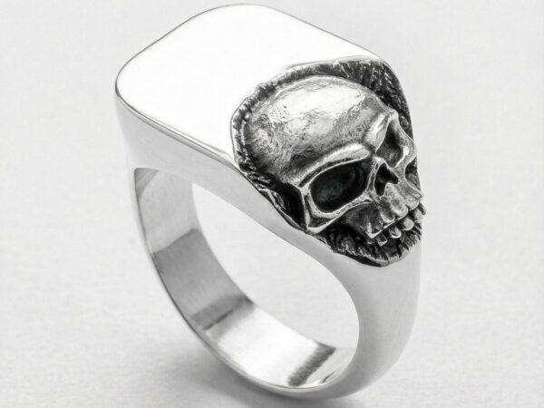Sello calavera esculpida plata 925 para hombre Roberto Axpe