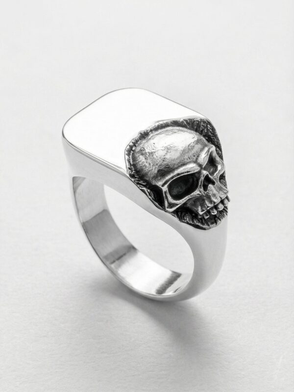 Sello calavera esculpida plata 925 para hombre Roberto Axpe