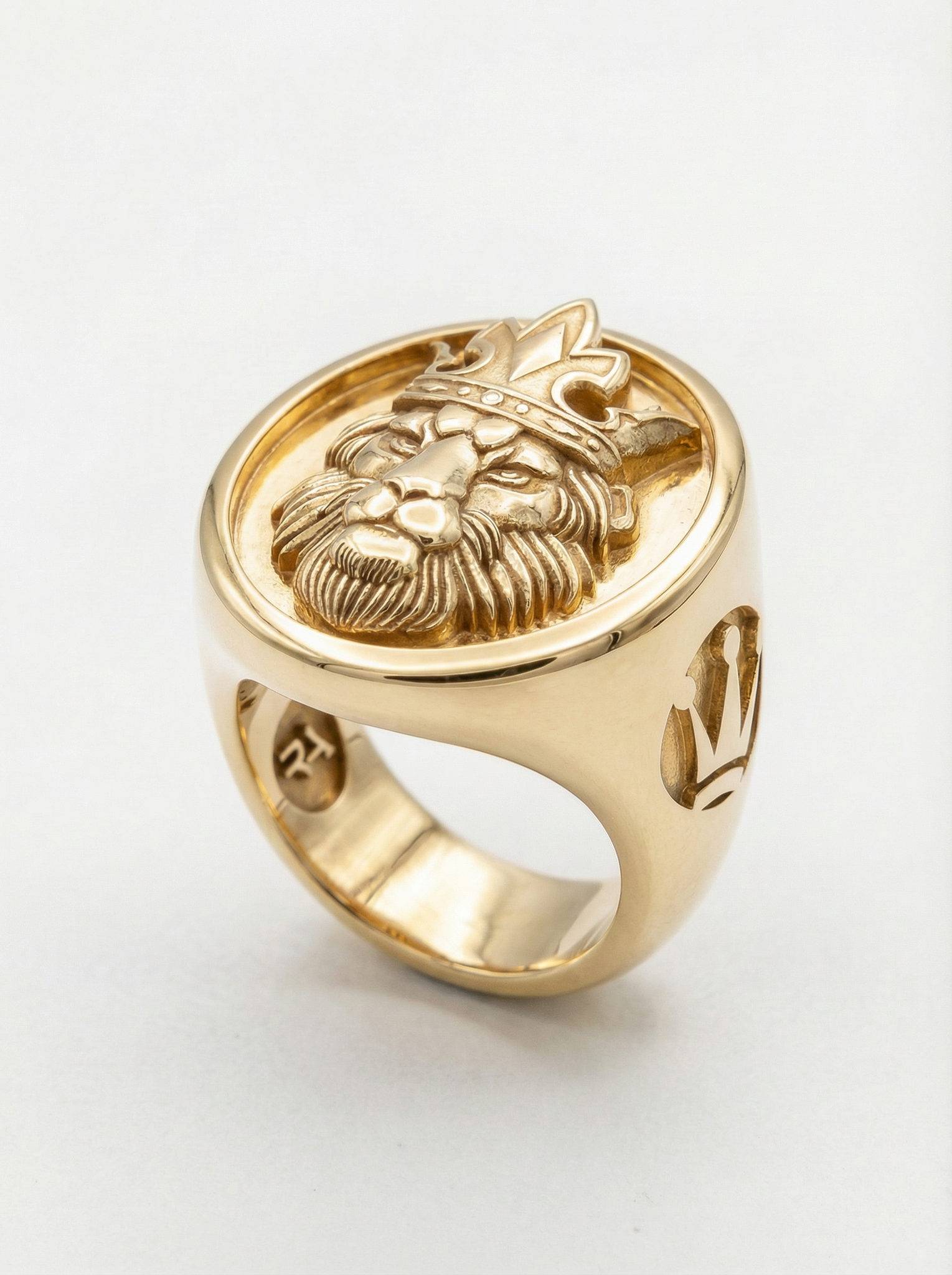 Sello leon con corona de plata chapada en oro para hombre Roberto Axpe