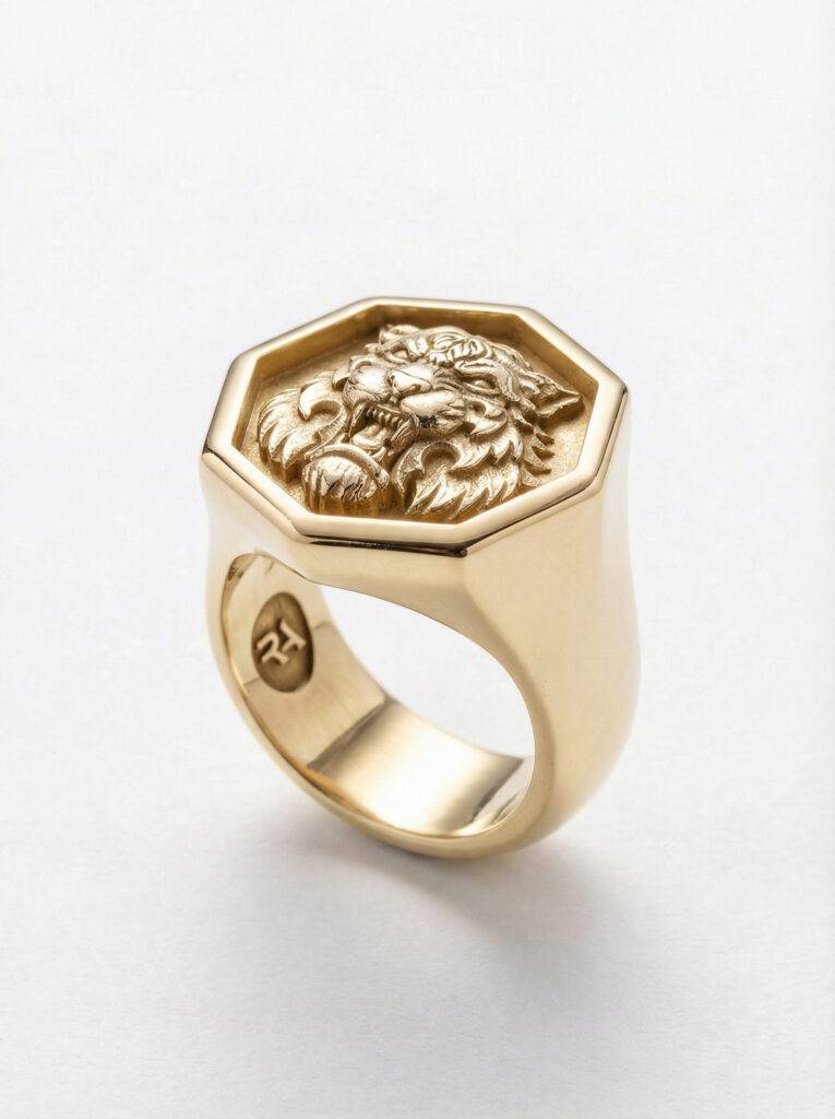 Sello tigre de plata chapada oro para hombre Roberto Axpe