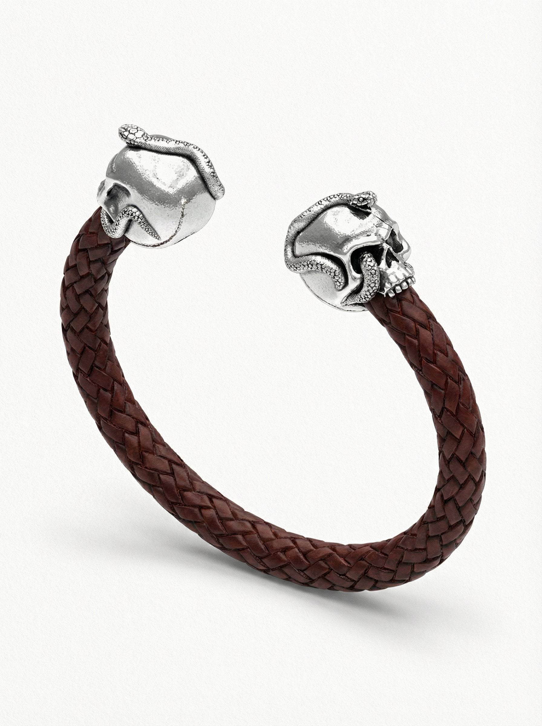 pulsera-piel-calavera-serpiente-plata-vista-perspectiva-1