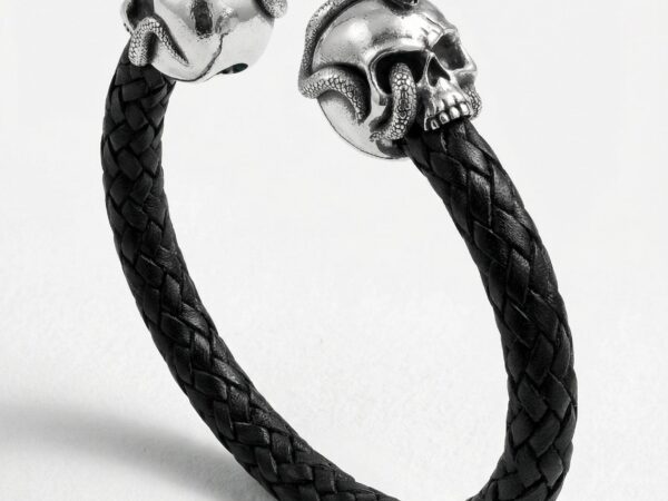 pulsera-piel-calavera-serpiente-plata-vista-perspectiva-2
