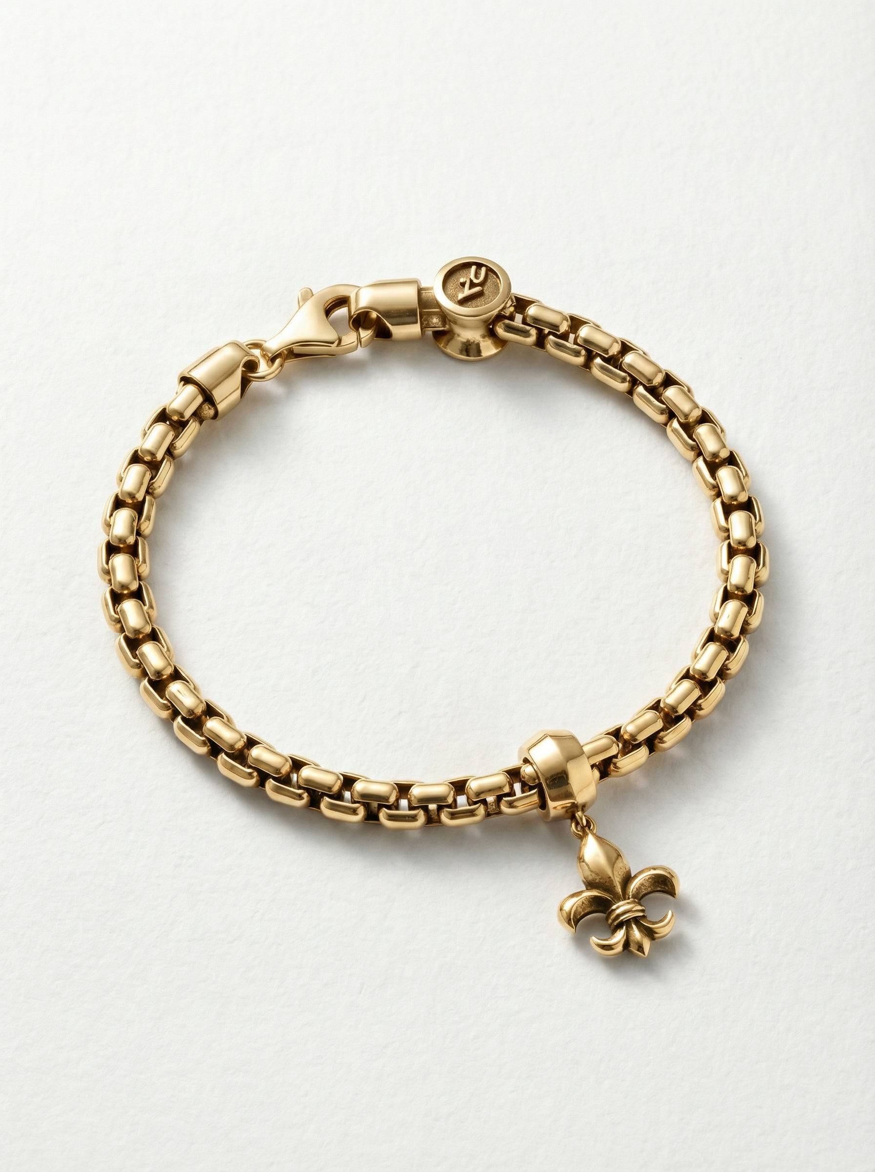 pulsera-plata-chapada-oro-flor-de-lis--vista-perspectiva