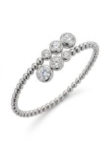 PULSERA RIGIDA ORO blanco Y DIAMANTES- vista perspectiva
