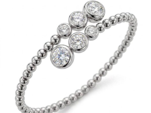 PULSERA RIGIDA ORO blanco Y DIAMANTES- vista perspectiva