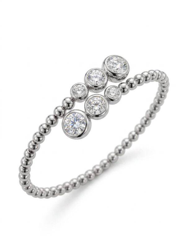 PULSERA RIGIDA ORO blanco Y DIAMANTES- vista perspectiva