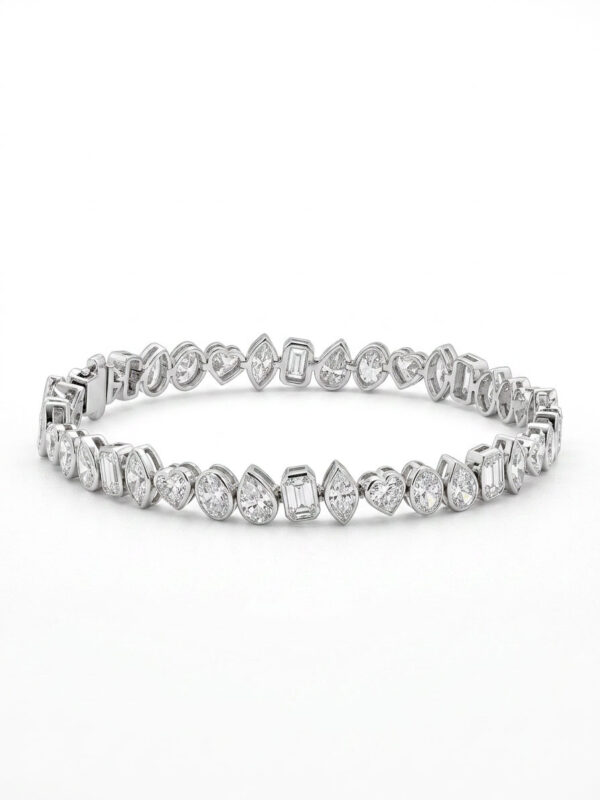 Pulsera Rivière de Diamantes con Tallas Mixtas
