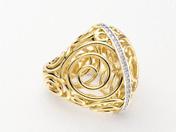 Anillo trenzado de oro 18k y diamantes naturales